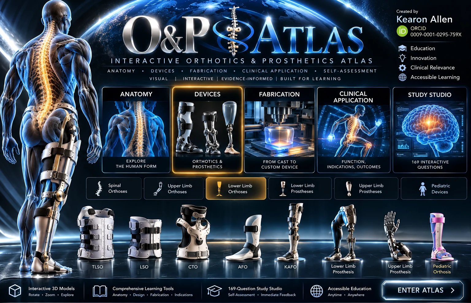 O and P Atlas: a cinematic anatomical figure and interactive orthotic and prosthetic learning galleries. Created by Kearon Allen; ORCID 0009-0001-0295-759X.